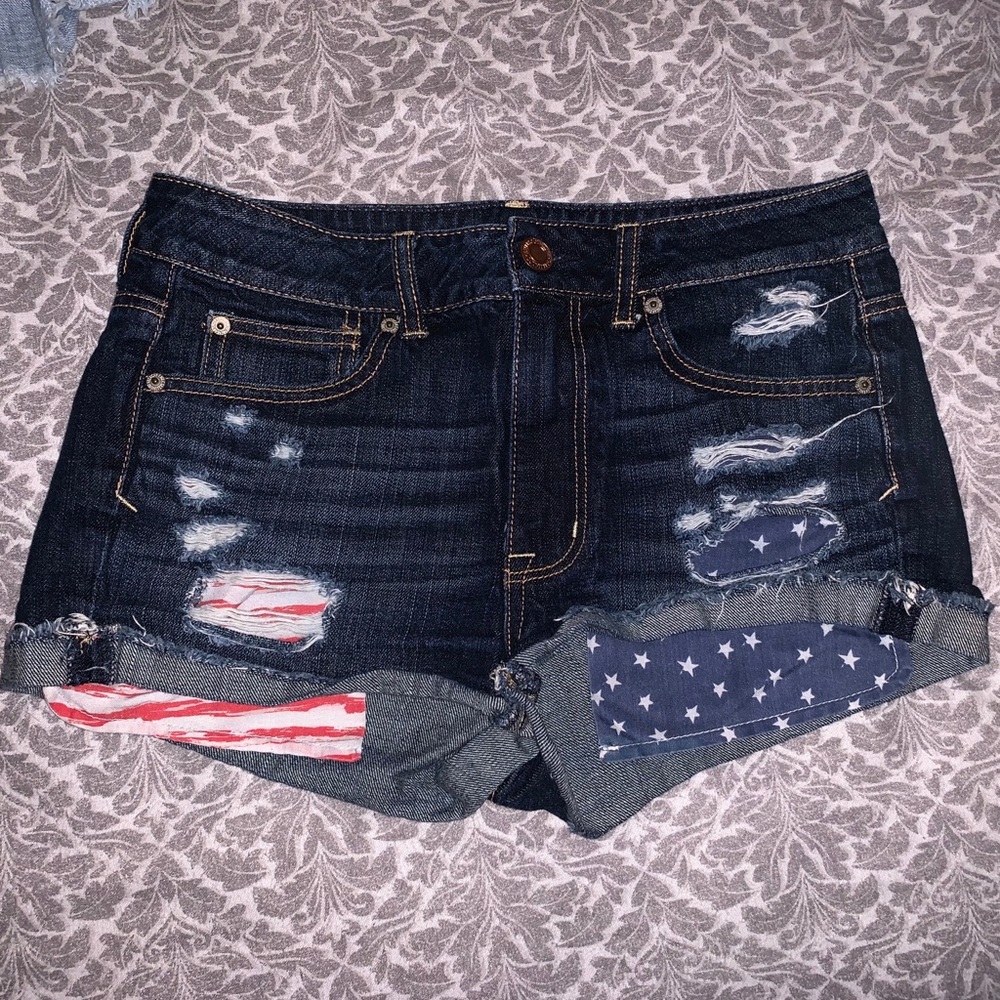 American Eagle American Flag Pocket Denim Shorts